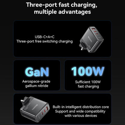 Yesido YC95 PD100W 2 USB-C , USB-A Three Ports GaN Fast Charger