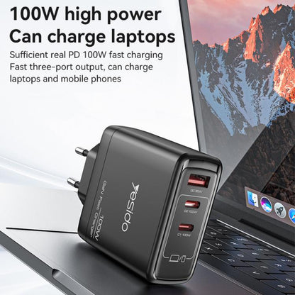 Yesido YC95 PD100W 2 USB-C , USB-A Three Ports GaN Fast Charger