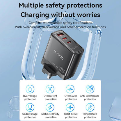 Yesido YC95 PD100W 2 USB-C , USB-A Three Ports GaN Fast Charger