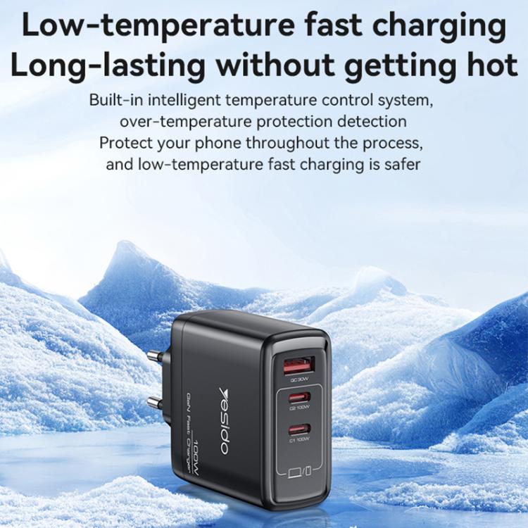 Yesido YC95 PD100W 2 USB-C , USB-A Three Ports GaN Fast Charger