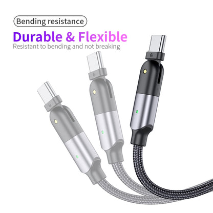 3A USB to USB-C / Type-C 180 Degree Rotating Elbow Charging Cable, 1.2m Type-C, 2m Type-C