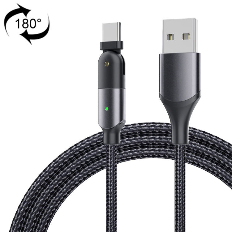 3A USB to USB-C / Type-C 180 Degree Rotating Elbow Charging Cable, 1.2m Type-C, 2m Type-C
