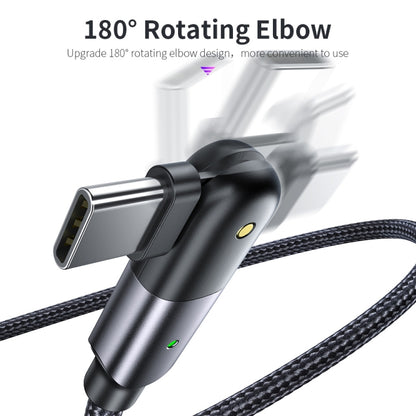 3A USB to USB-C / Type-C 180 Degree Rotating Elbow Charging Cable, 1.2m Type-C, 2m Type-C