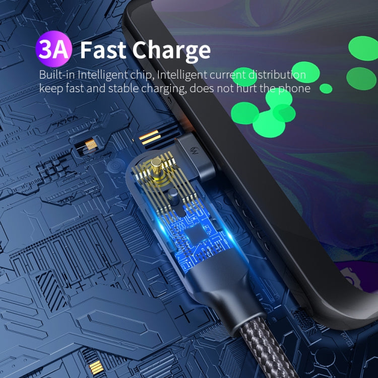 3A USB to USB-C / Type-C 180 Degree Rotating Elbow Charging Cable, 1.2m Type-C, 2m Type-C