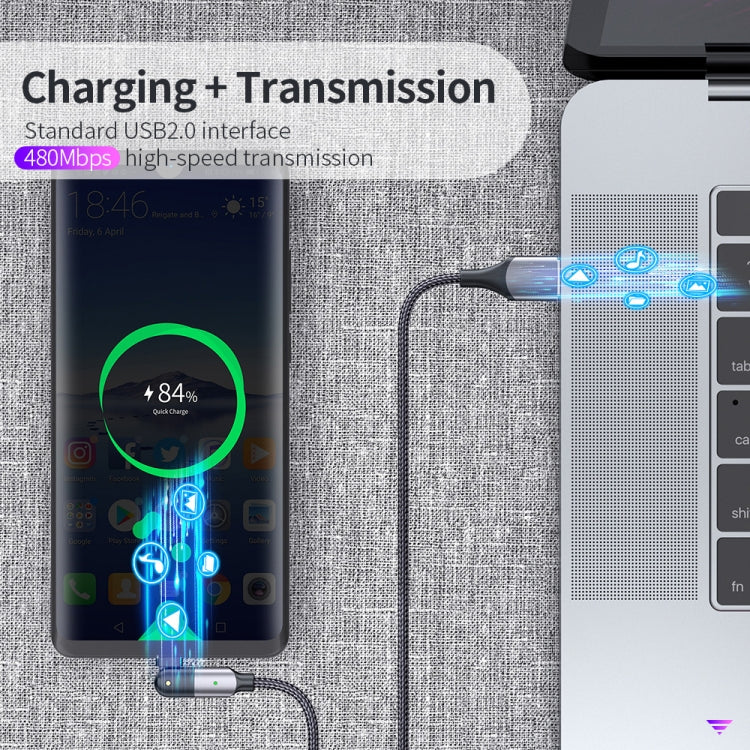 3A USB to USB-C / Type-C 180 Degree Rotating Elbow Charging Cable, 1.2m Type-C, 2m Type-C