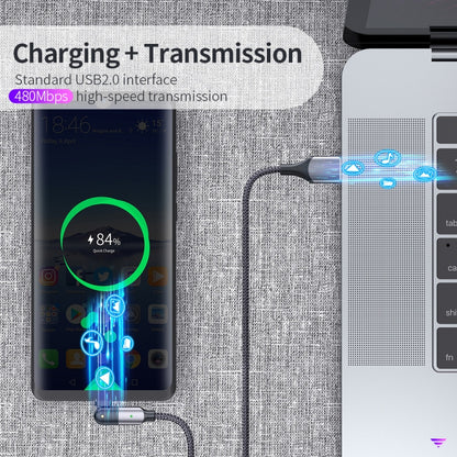 3A USB to USB-C / Type-C 180 Degree Rotating Elbow Charging Cable, 1.2m Type-C, 2m Type-C