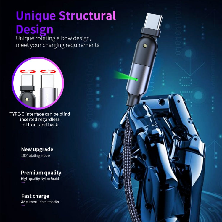 60W 3A USB-C / Type-C to Type-C 180 Degree Rotating Elbow Fast Charging Cable, 1.2m 60W PD�������...