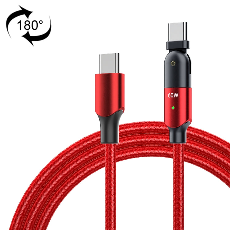 60W 3A USB-C / Type-C to Type-C 180 Degree Rotating Elbow Fast Charging Cable, 1.2m 60W PD�������...