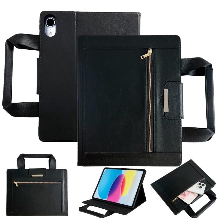 Zipper Handle Retro Smart Leather Tablet Case