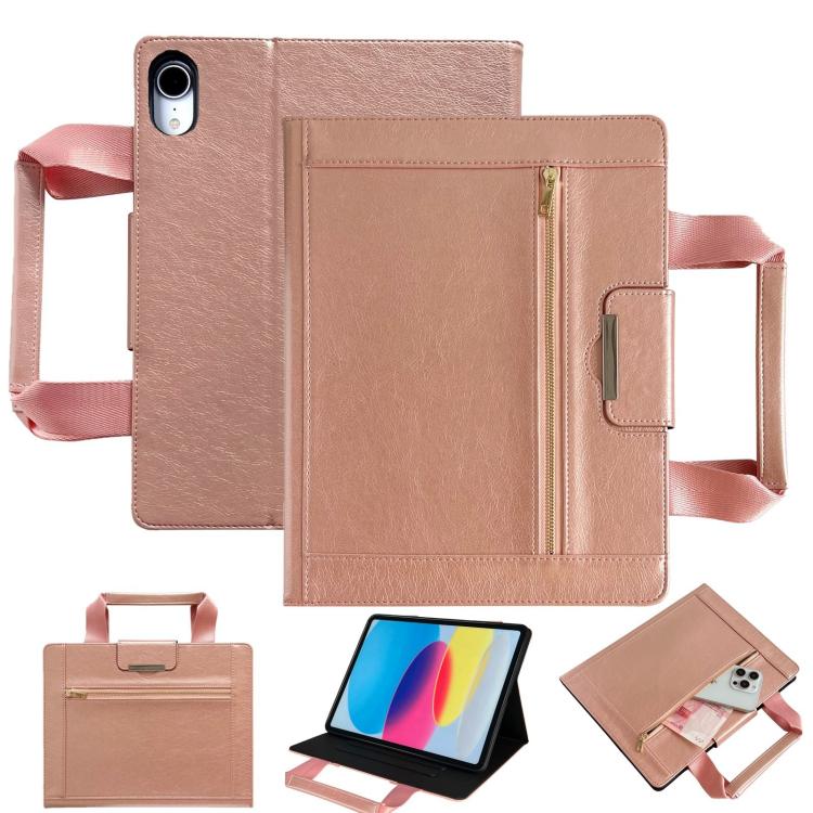 Zipper Handle Retro Smart Leather Tablet Case