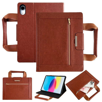 Zipper Handle Retro Smart Leather Tablet Case
