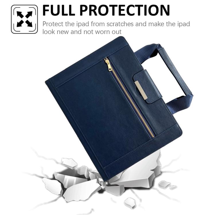 Zipper Handle Retro Smart Leather Tablet Case
