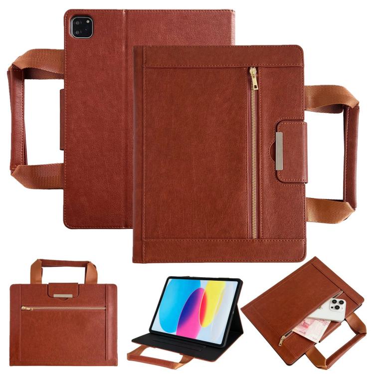 Zipper Handle Retro Smart Leather Tablet Case