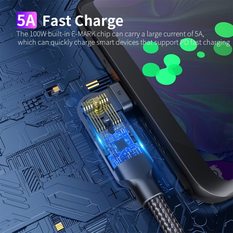 100W 5A USB-C / Type-C to Type-C 180 Degree Rotating Elbow Fast Charging Cable, 1.2m 100W PD�����...