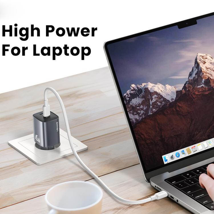 USAMS CC305 T66 45W Dual USB-C / Type-C GaN Fast Charger, EU Plug