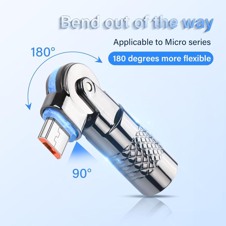3A Metal 180 Rotating with Light Charge Adapter, Micro USB Male to Micro USB Female