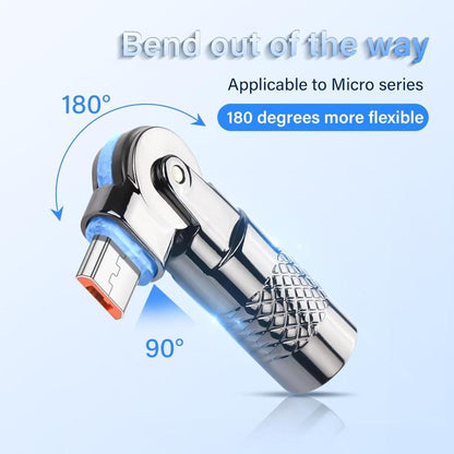 3A Metal 180 Rotating with Light Charge Adapter, Micro USB Male to Micro USB Female