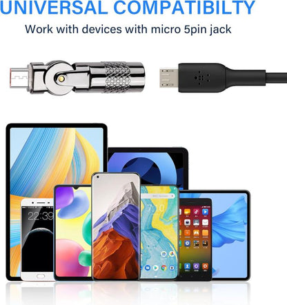 3A Metal 180 Rotating with Light Charge Adapter, Micro USB Male to Micro USB Female