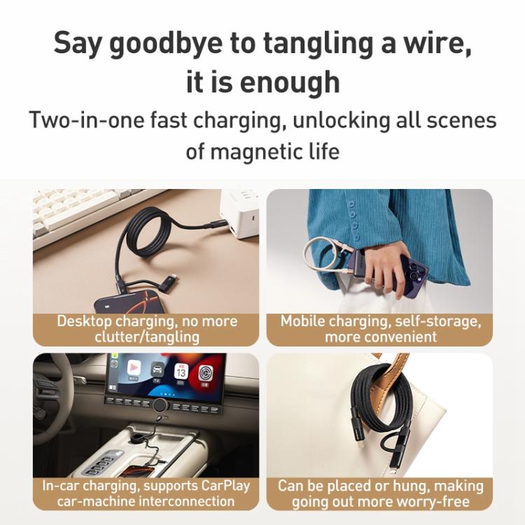 Momax Mag.Link Duo Magnetic 60W USB-C / Type-C to USB-C / Type-C / 8 Pin Data Cable, DC58 1m�����...