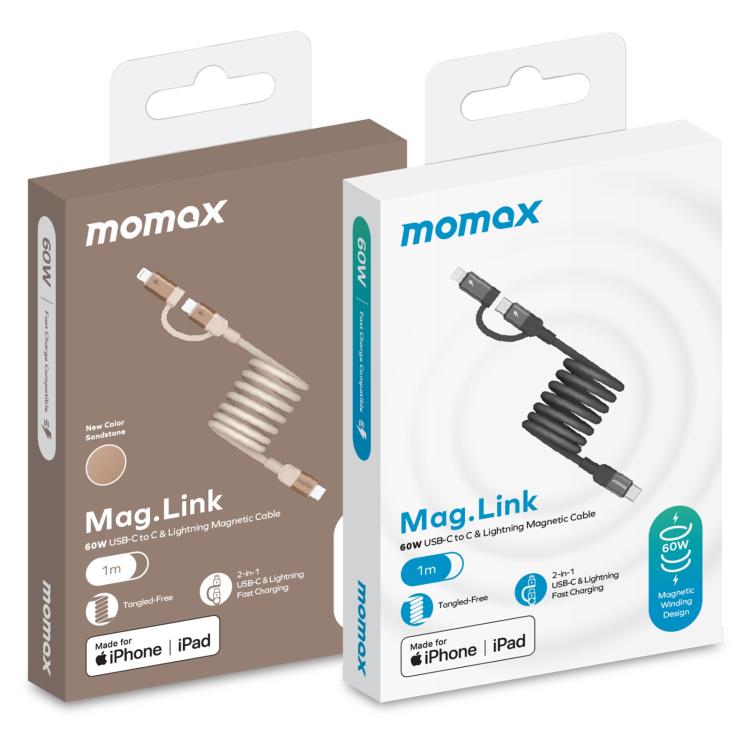 Momax Mag.Link Duo Magnetic 60W USB-C / Type-C to USB-C / Type-C / 8 Pin Data Cable, DC58 1m�����...