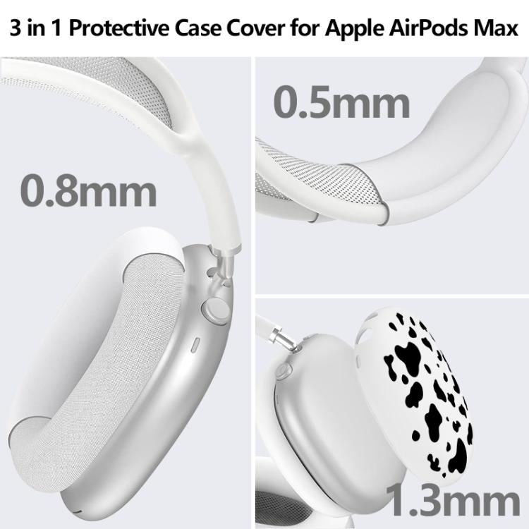 3 in 1 Cow Texture Headphones Silicone Protective Case, For Apple AirPods Max