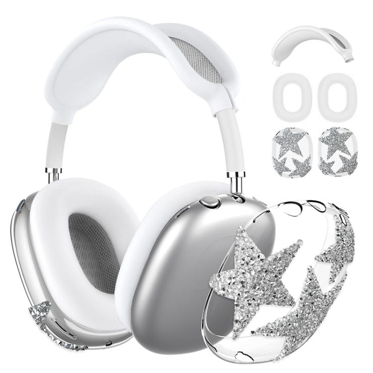 3 in 1 Diamond Star Headphones Silicone Protective Case, For Apple AirPods Max