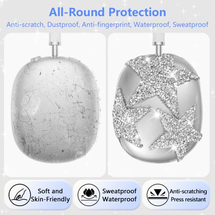 3 in 1 Diamond Star Headphones Silicone Protective Case, For Apple AirPods Max
