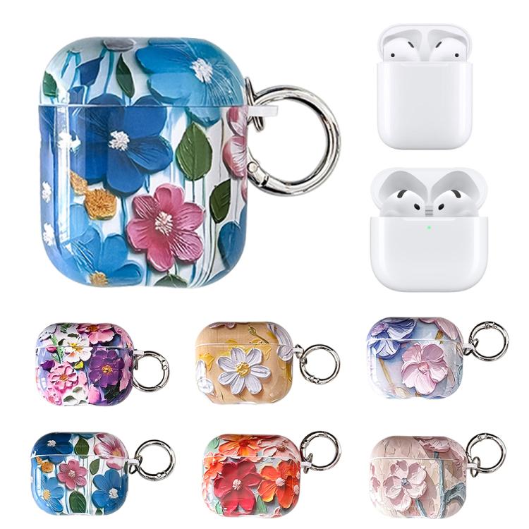 Oil Painting TPU Water Sticker Earphone Case, For AirPods 4, For AirPods Pro 2 / Pro, For AirPods...