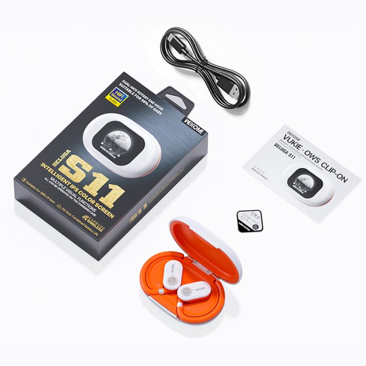 WK Beluga S11 Vukie OWS Clip-on Wireless Earphones with Smart Color Screen, S11