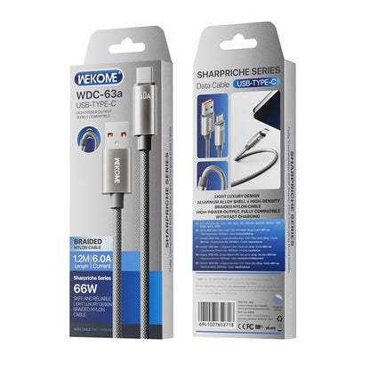 WK WDC-63a 66W USB to Type-C Fast Charging Data Cable, Length: 1.2m, WDC-63a