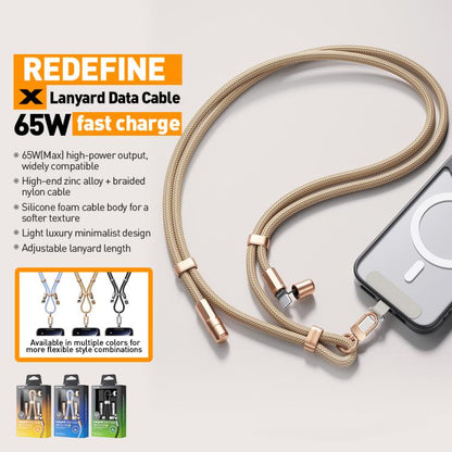 WK WDC-70 65W Type-C to Type-C Phone Lanyard Data Cable, Length: 1.6m