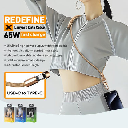 WK WDC-70 65W Type-C to Type-C Phone Lanyard Data Cable, Length: 1.6m