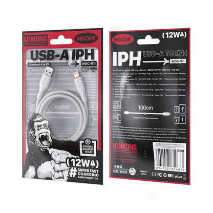 WK WDC-91i 12W USB to 8 Pin Silicone Data Cable, Length: 1.2m