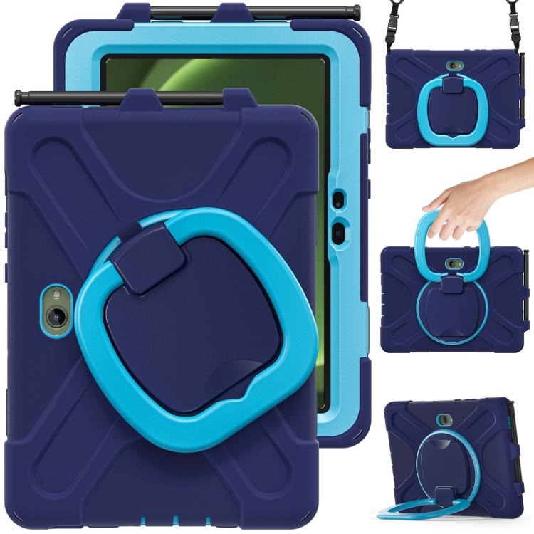 Silicone Hybrid PC Tablet Case with Holder & Shoulder Strap, For Samsung Galaxy Tab Active5 Pro��...