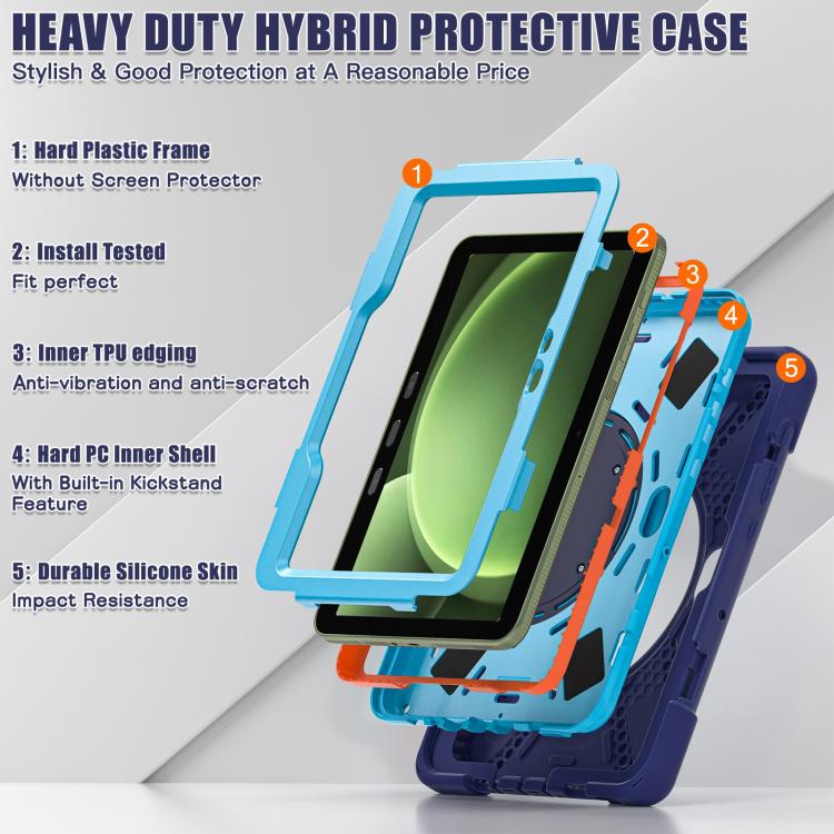 Silicone Hybrid PC Tablet Case with Holder & Shoulder Strap, For Samsung Galaxy Tab Active5 Pro��...