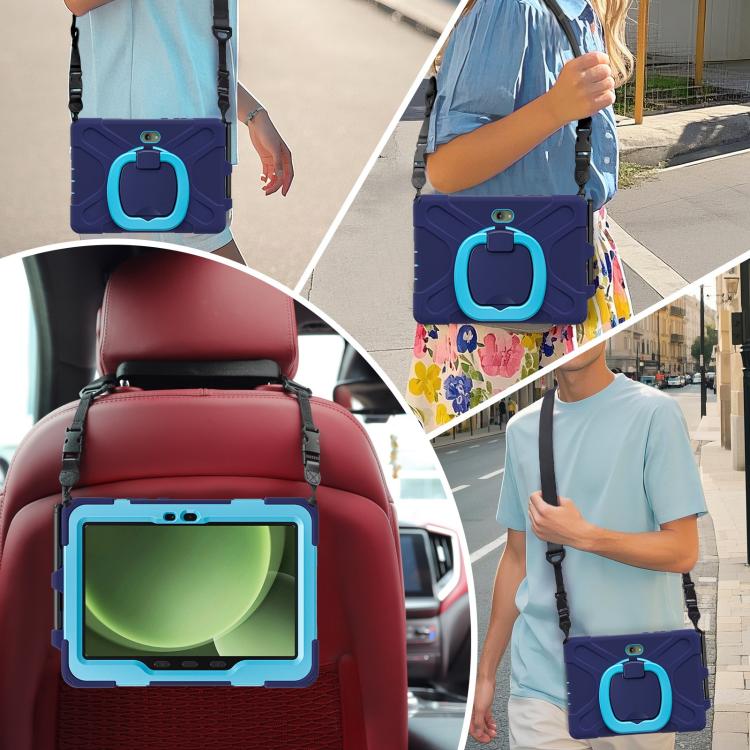Silicone Hybrid PC Tablet Case with Holder & Shoulder Strap, For Samsung Galaxy Tab Active5 Pro��...