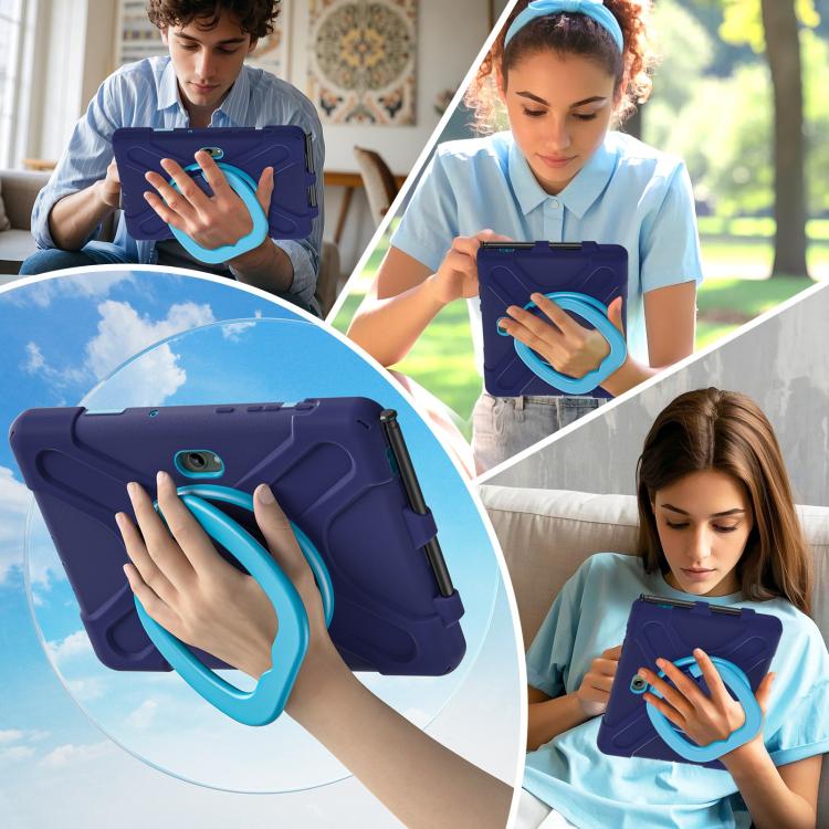 Silicone Hybrid PC Tablet Case with Holder & Shoulder Strap, For Samsung Galaxy Tab Active5 Pro��...