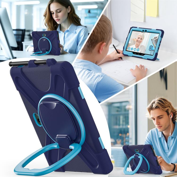 Silicone Hybrid PC Tablet Case with Holder & Shoulder Strap, For Samsung Galaxy Tab Active5 Pro��...