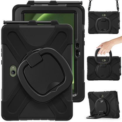 Silicone Hybrid PC Tablet Case with Holder & Shoulder Strap, For Samsung Galaxy Tab Active5 Pro��...