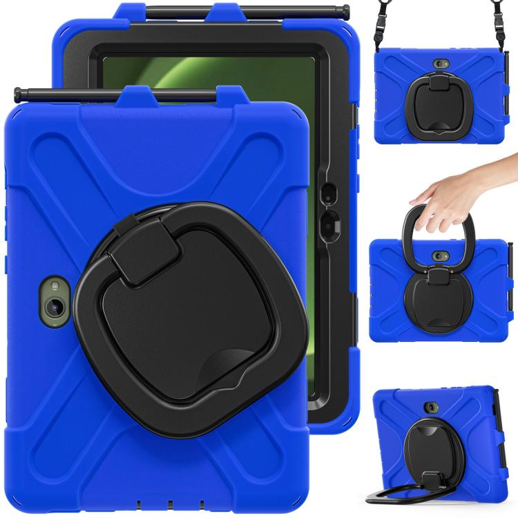 Silicone Hybrid PC Tablet Case with Holder & Shoulder Strap, For Samsung Galaxy Tab Active5 Pro��...