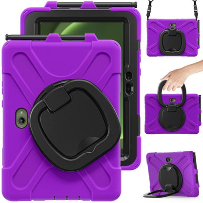Silicone Hybrid PC Tablet Case with Holder & Shoulder Strap, For Samsung Galaxy Tab Active5 Pro��...
