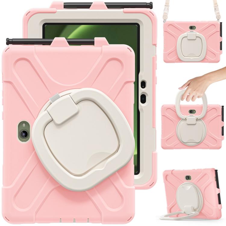 Silicone Hybrid PC Tablet Case with Holder & Shoulder Strap, For Samsung Galaxy Tab Active5 Pro��...