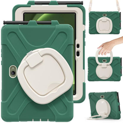 Silicone Hybrid PC Tablet Case with Holder & Shoulder Strap, For Samsung Galaxy Tab Active5 Pro��...