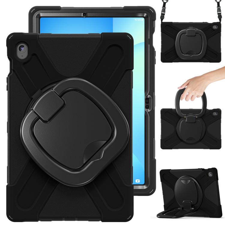 Silicone Hybrid PC Tablet Case with Holder & Shoulder Strap, For Samsung Galaxy Tab Active5 Pro��...