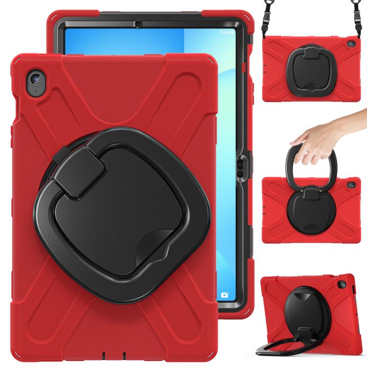 Silicone Hybrid PC Tablet Case with Holder & Shoulder Strap, For Samsung Galaxy Tab Active5 Pro��...