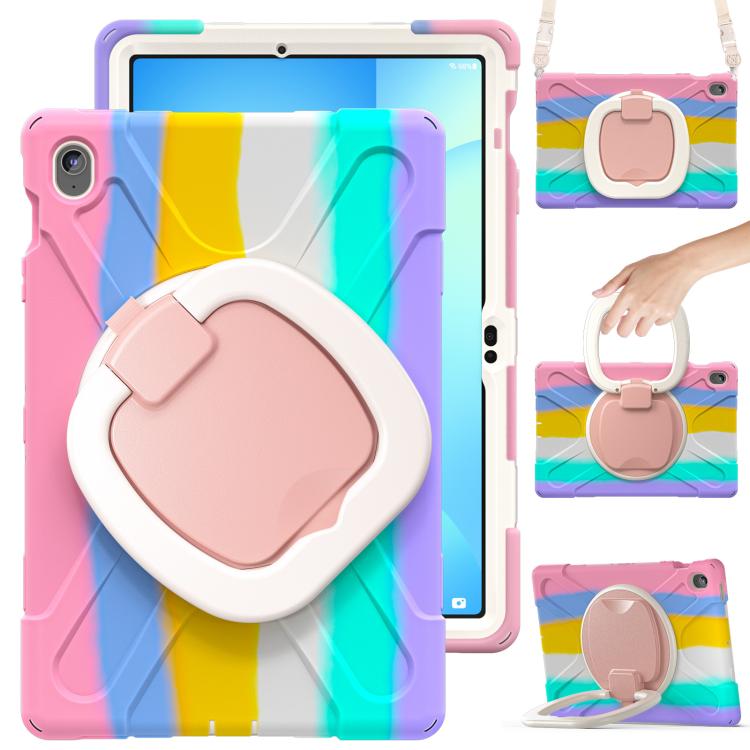 Silicone Hybrid PC Tablet Case with Holder & Shoulder Strap, For Samsung Galaxy Tab Active5 Pro��...