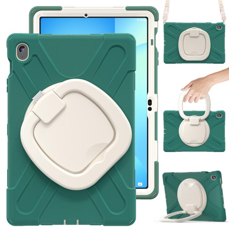 Silicone Hybrid PC Tablet Case with Holder & Shoulder Strap, For Samsung Galaxy Tab Active5 Pro��...