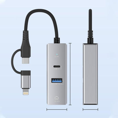 Type-C / 8 Pin to Type-C RJ45 USB-A HUB Expand Converter