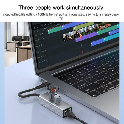 Type-C / 8 Pin to Type-C RJ45 USB-A HUB Expand Converter