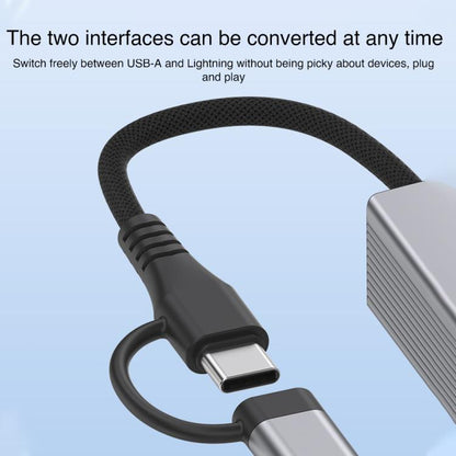 Type-C / 8 Pin to Type-C RJ45 USB-A HUB Expand Converter, Type-C / 8 Pin